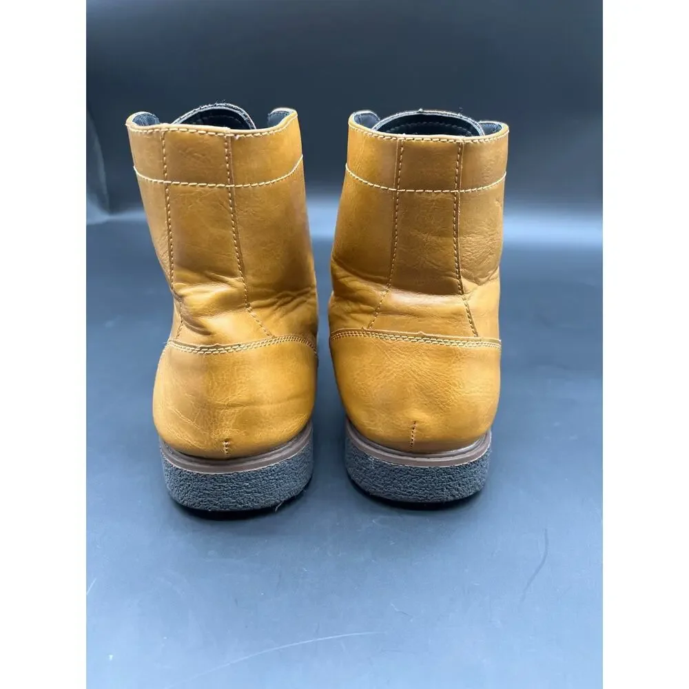 Alfani Oliver Ankle Boots Mens Size 8.5 Mustard Lace Up Memory Foam Dress #127